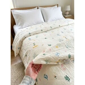 Brooklinen King Duvet Cover Floating Petals Floral White Cotton Premium Bedding